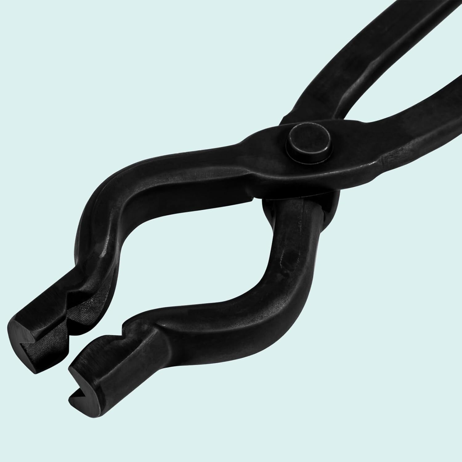17 Inch V-Bit Bolt Blacksmith Tongs, Wolf Jaw Tongs Assembled Knife Making Black