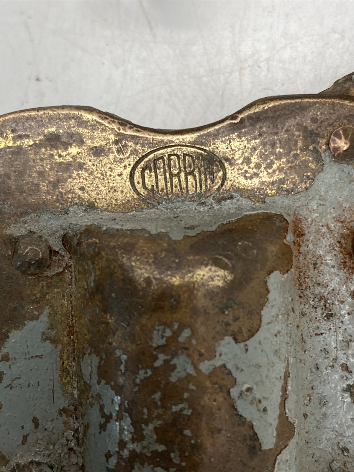 Vintage CORBIN PADLOCK Square Lock Embossed (WITH KEY)
