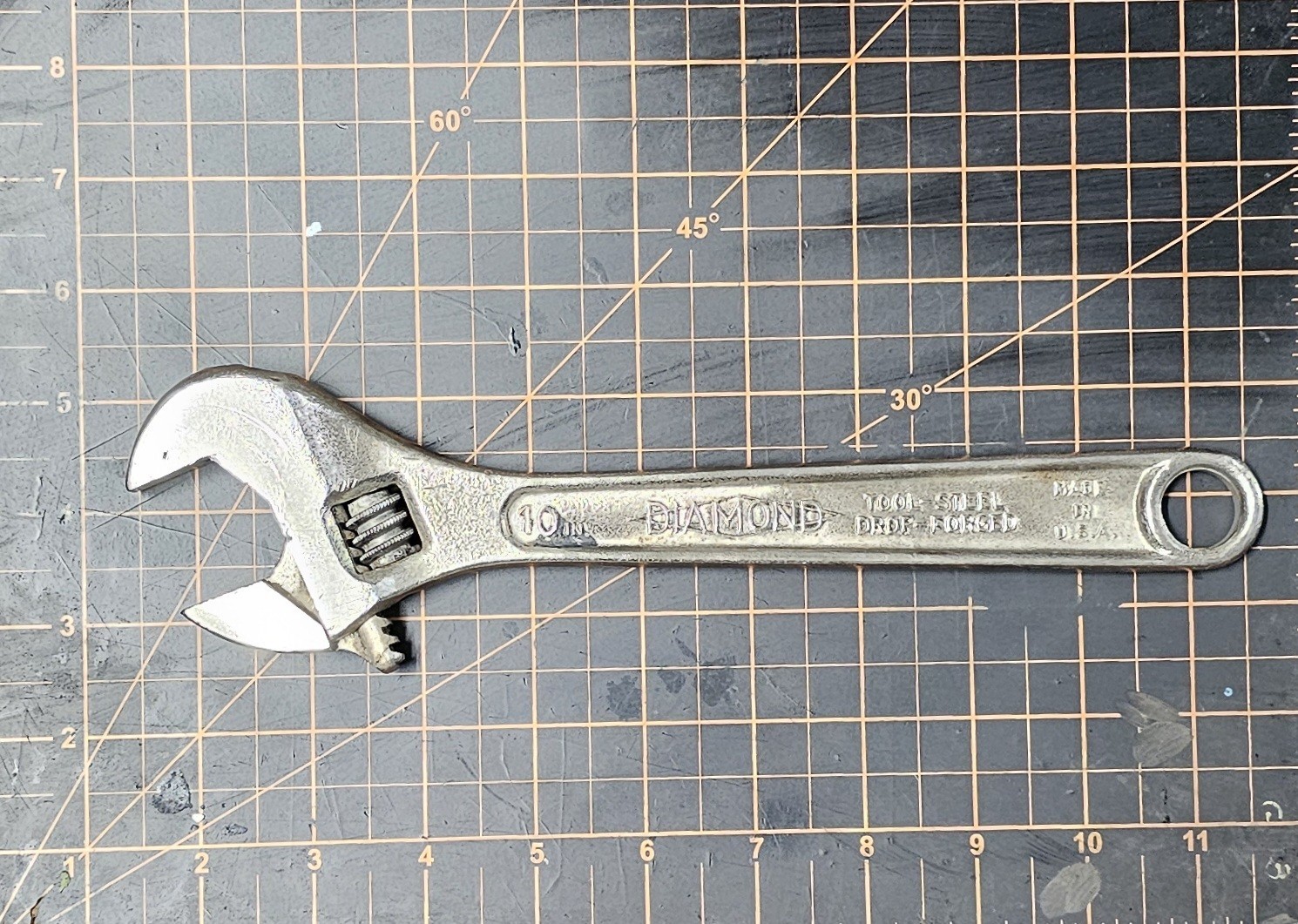 Vintage Diamond Caulk Horseshoe Co. 10-inch Adjustable Wrench Made In USA
