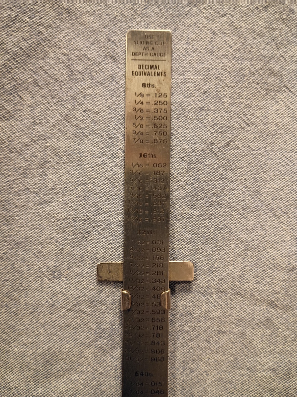 Vintage EXECUTIVE 6″ Stainless Steel 42F Pocket Ruler & Depth Gauge w/Clip -used