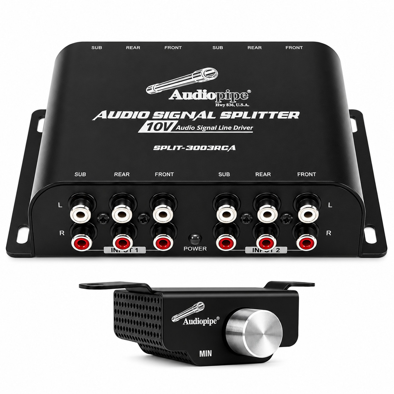 Audiopipe SPLIT 10V RCA Car Audio Signal Splitter Line Driver w/ Remote Bass