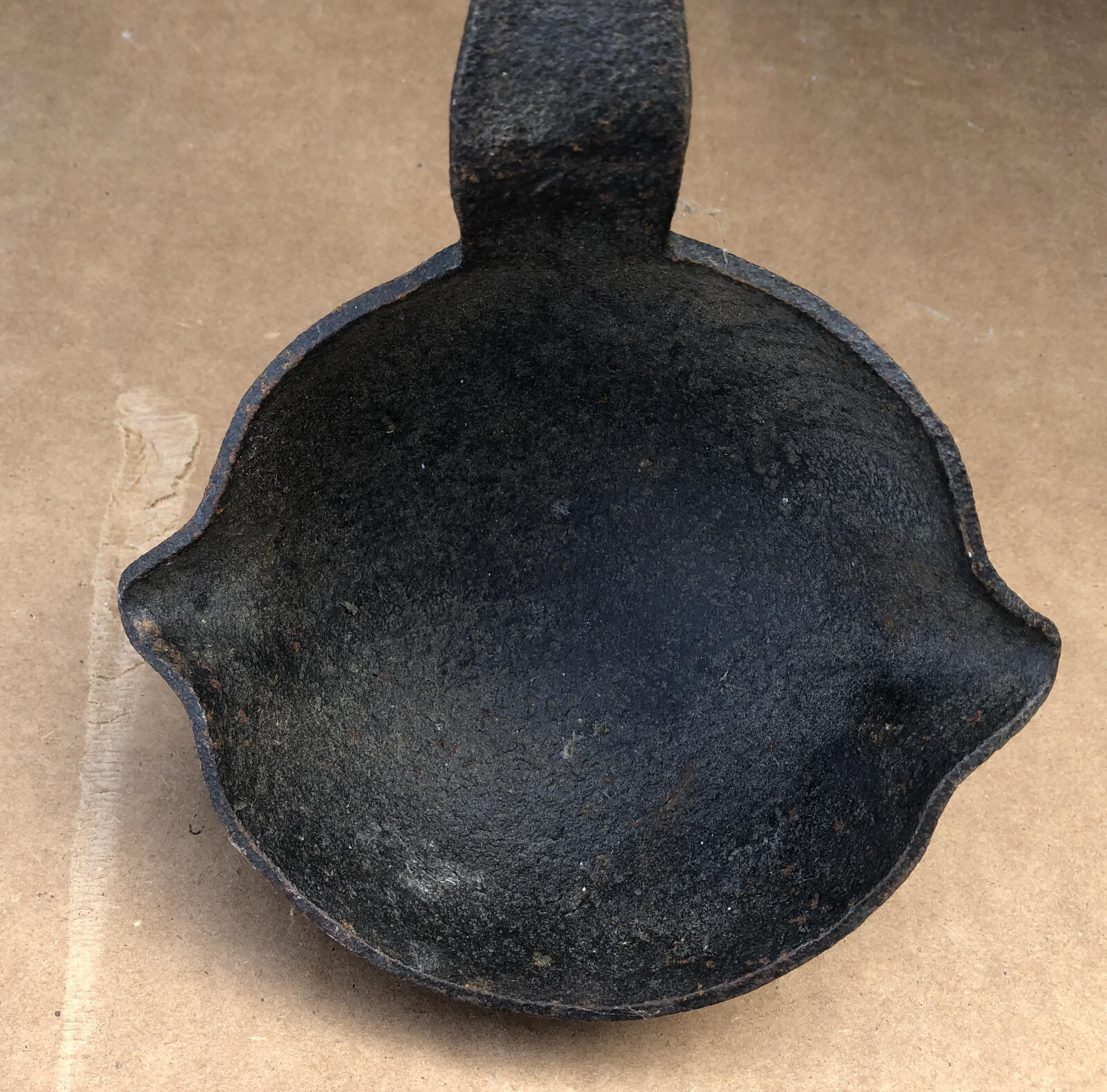 Cast Iron Lead Smelting Ladle Tool 25” x 6” x 2.25” vintage mold casting