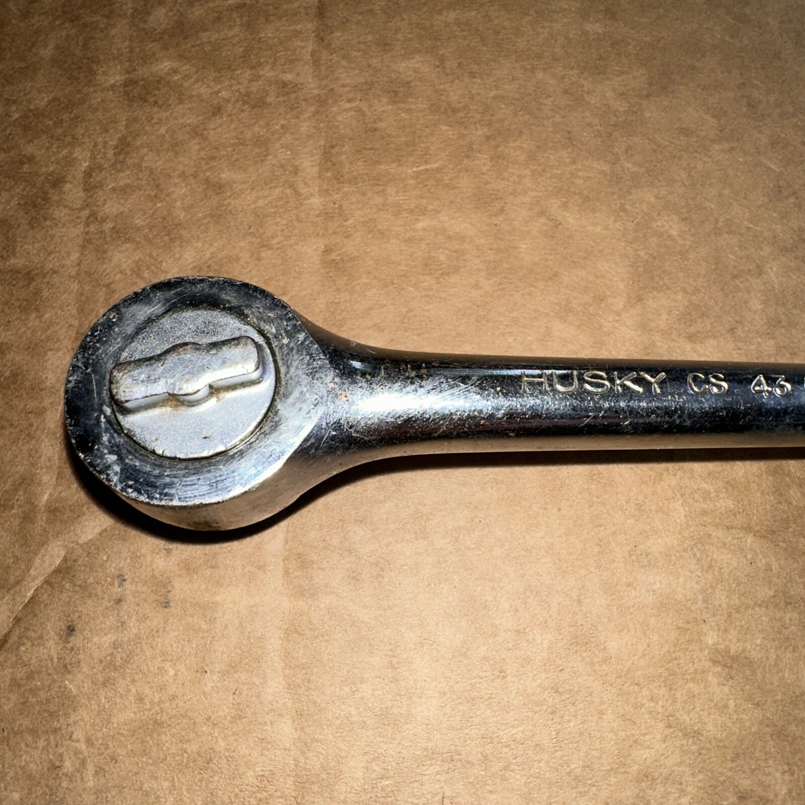 Vintage Husky CS-43 1/2″ Drive 10″ Long Knurled Handle Ratchet Made in USA