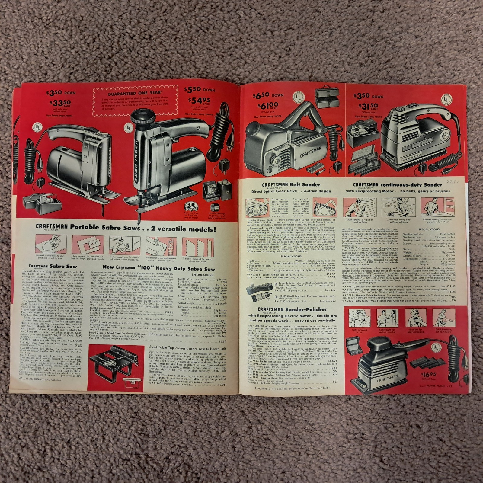 1957 Craftsman Power Tools Catalog Sears Roebuck and Co.
