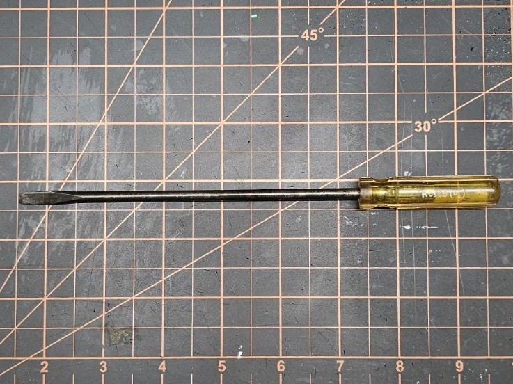 Vintage Rosco UL Long Flat / Slotted Electrician Screwdriver – Black Shaft