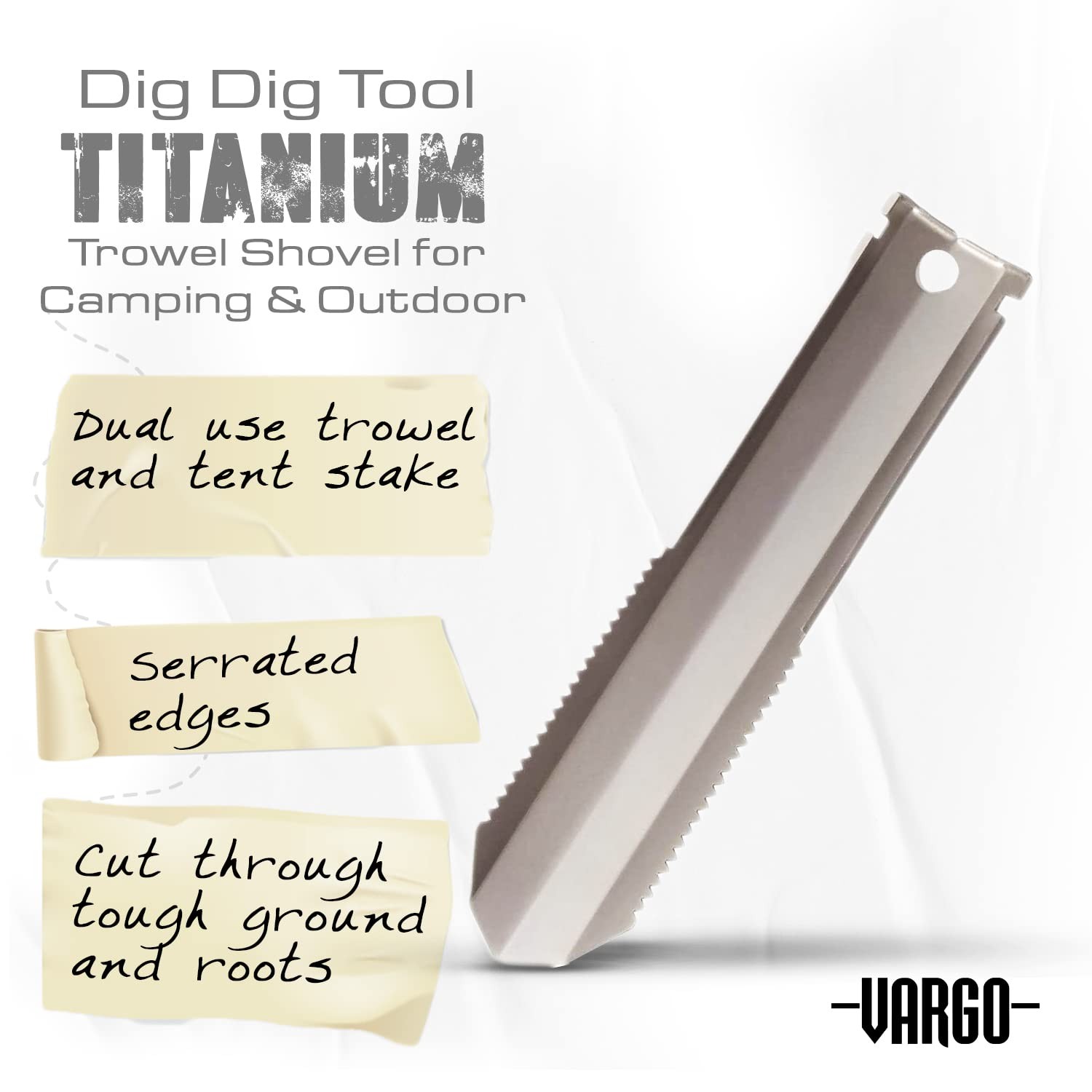 Titanium Dig Dig Tool | Compact Backpacking Trowel Shovel for Camping & Outdoor