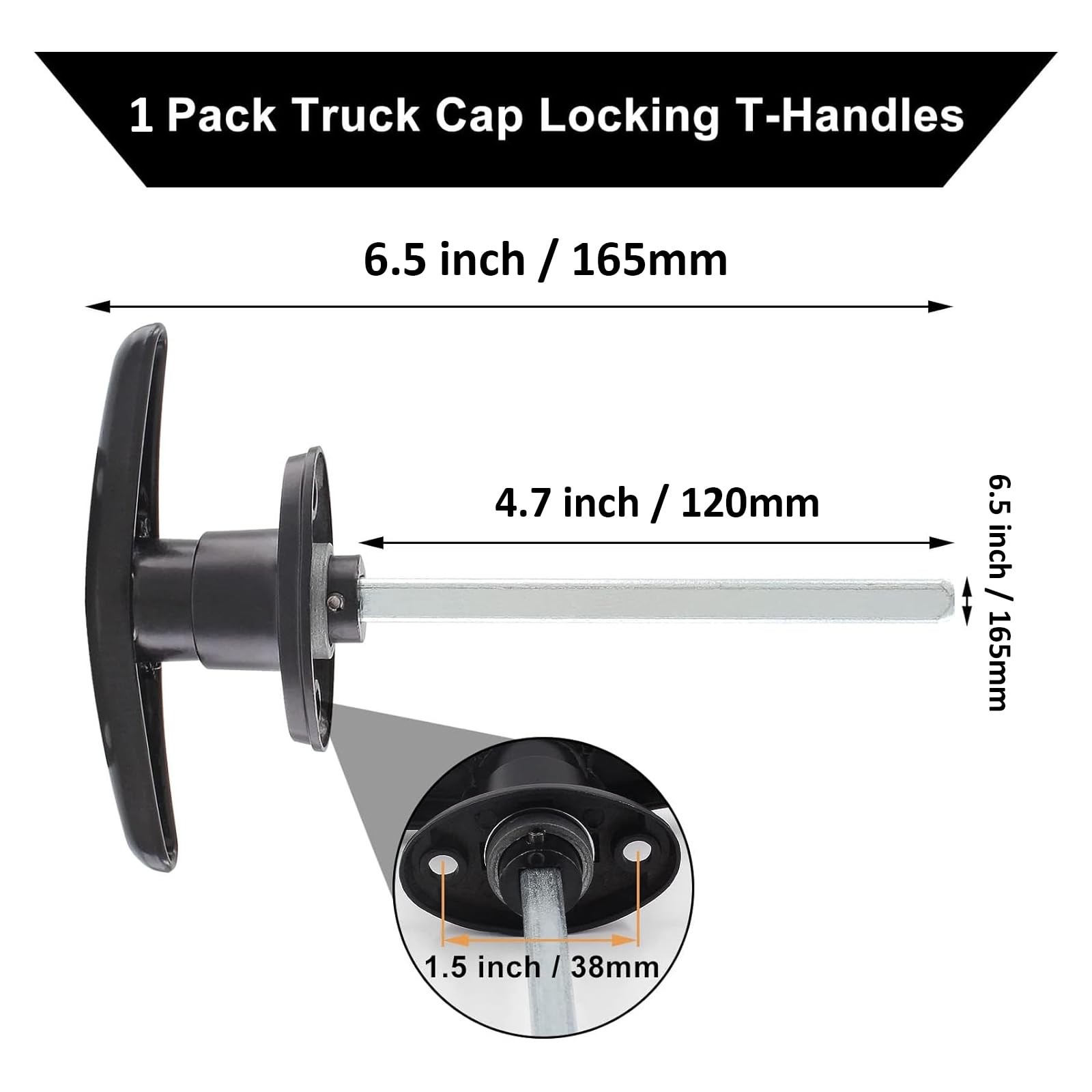 Qjaiune Truck Cap Locking T-Handles 1 Pack Camper Topper Lock, Camper Shell L…