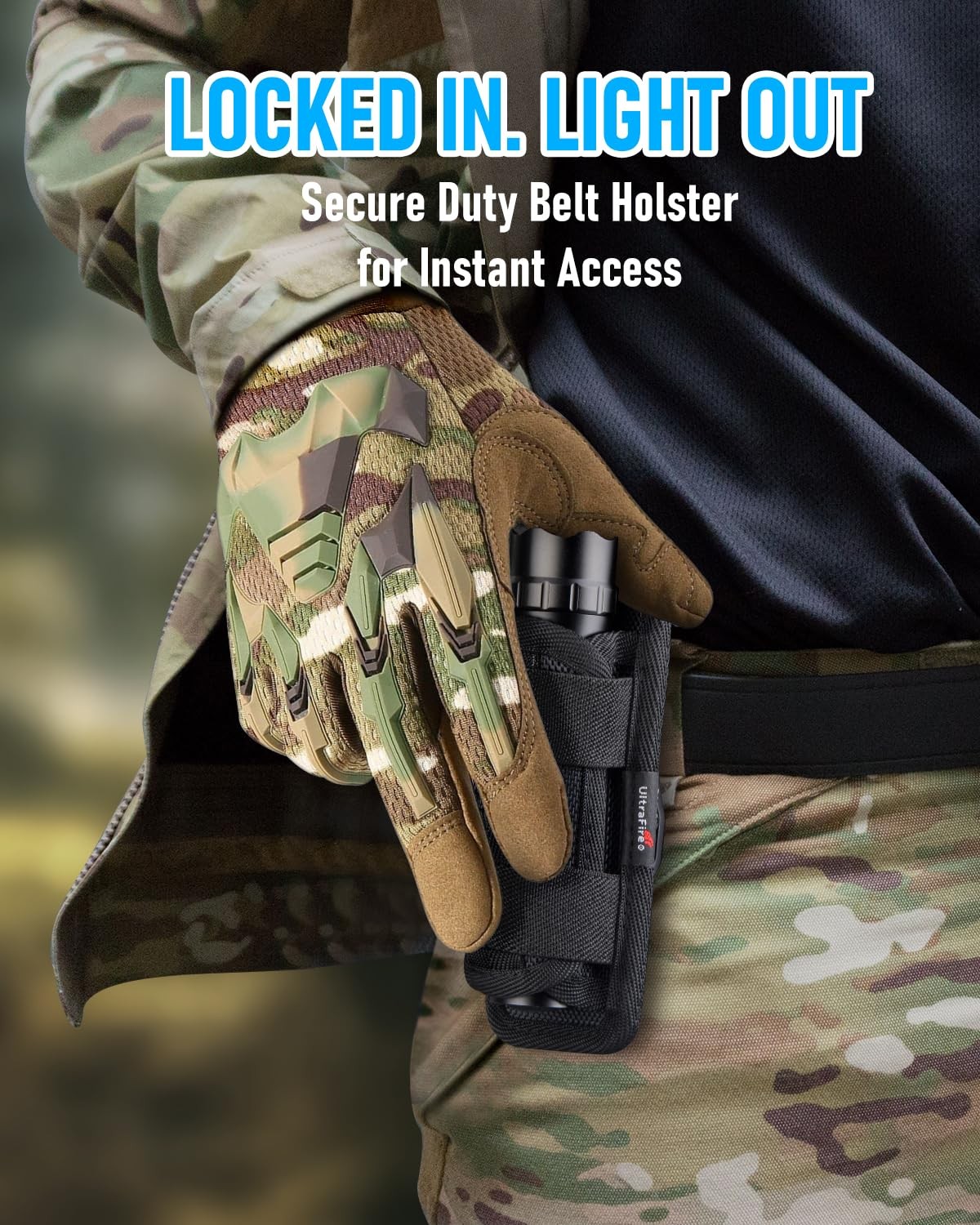 Tactical Flashlight with Holster, Single Mode LED Small, Black