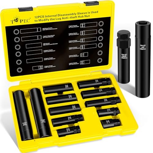 12PCS Spline Lug Nut Socket Set, Master Lug Nut Key Set of 5, 6, 7, 12