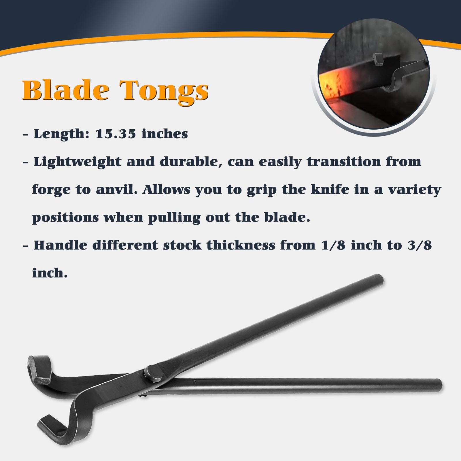 Knife Making Tongs Set Blacksmith Tong & Blacksmith Hammer 1.5kg Forge Tools Kit