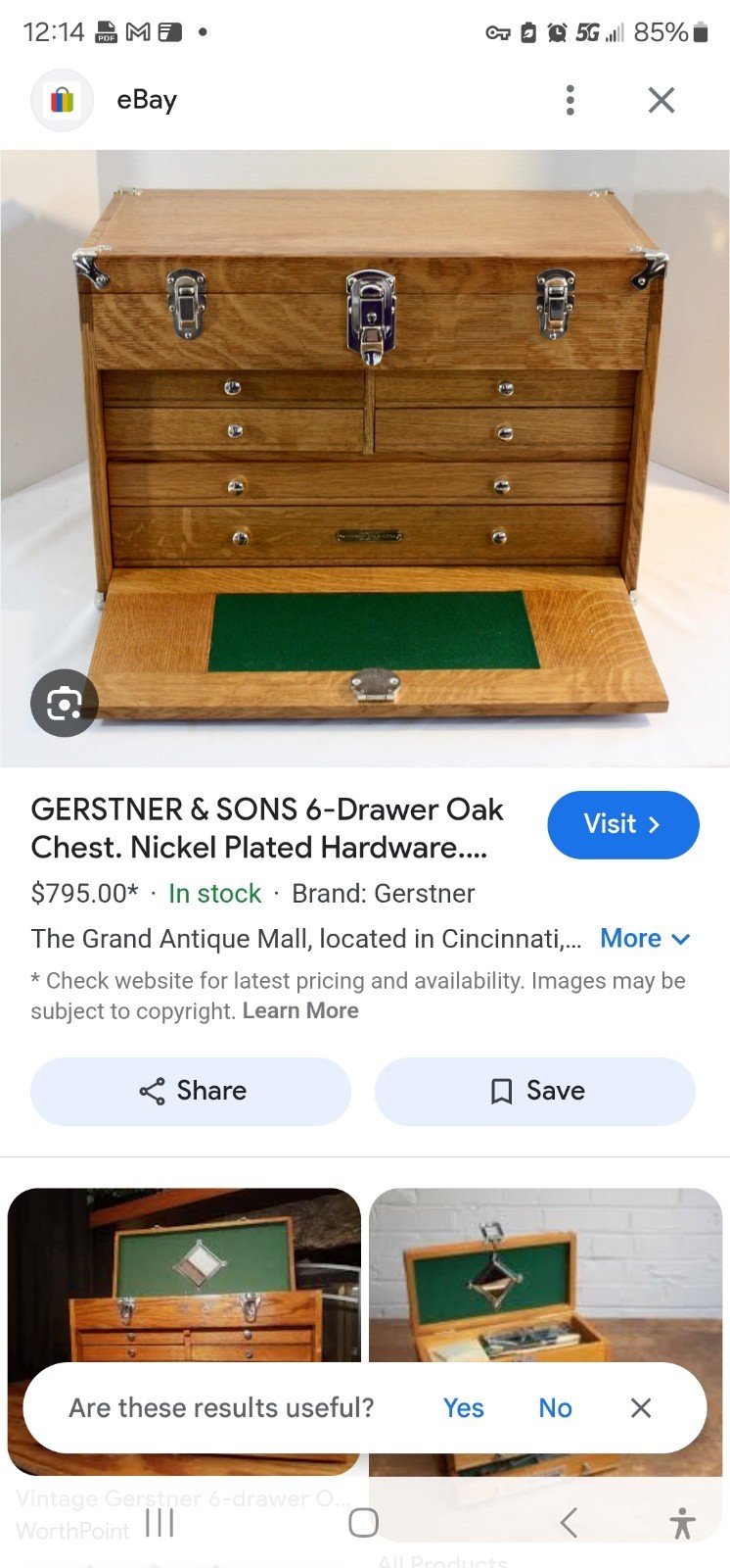 Vintage 1900’s – 6 Drawer Machinist Tool Chest Wood Cabinet Box- One Of A Kind