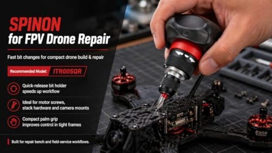 KINGHEART SPINON I-RATCHET 48-Tooth Stubby Ratcheting Screwdriver Set, Torque