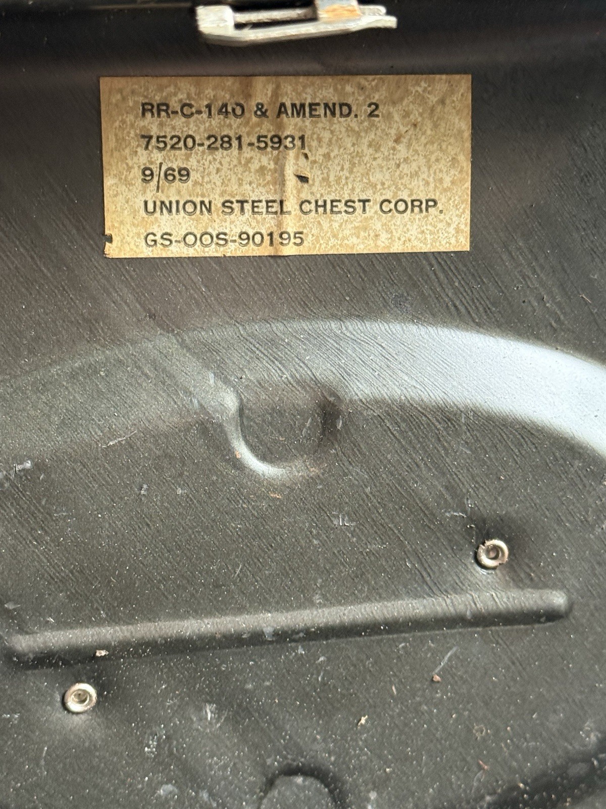 Vintage 1969 Union Steel Cash Box US Government Issue GSA Label LeRoy NY Green