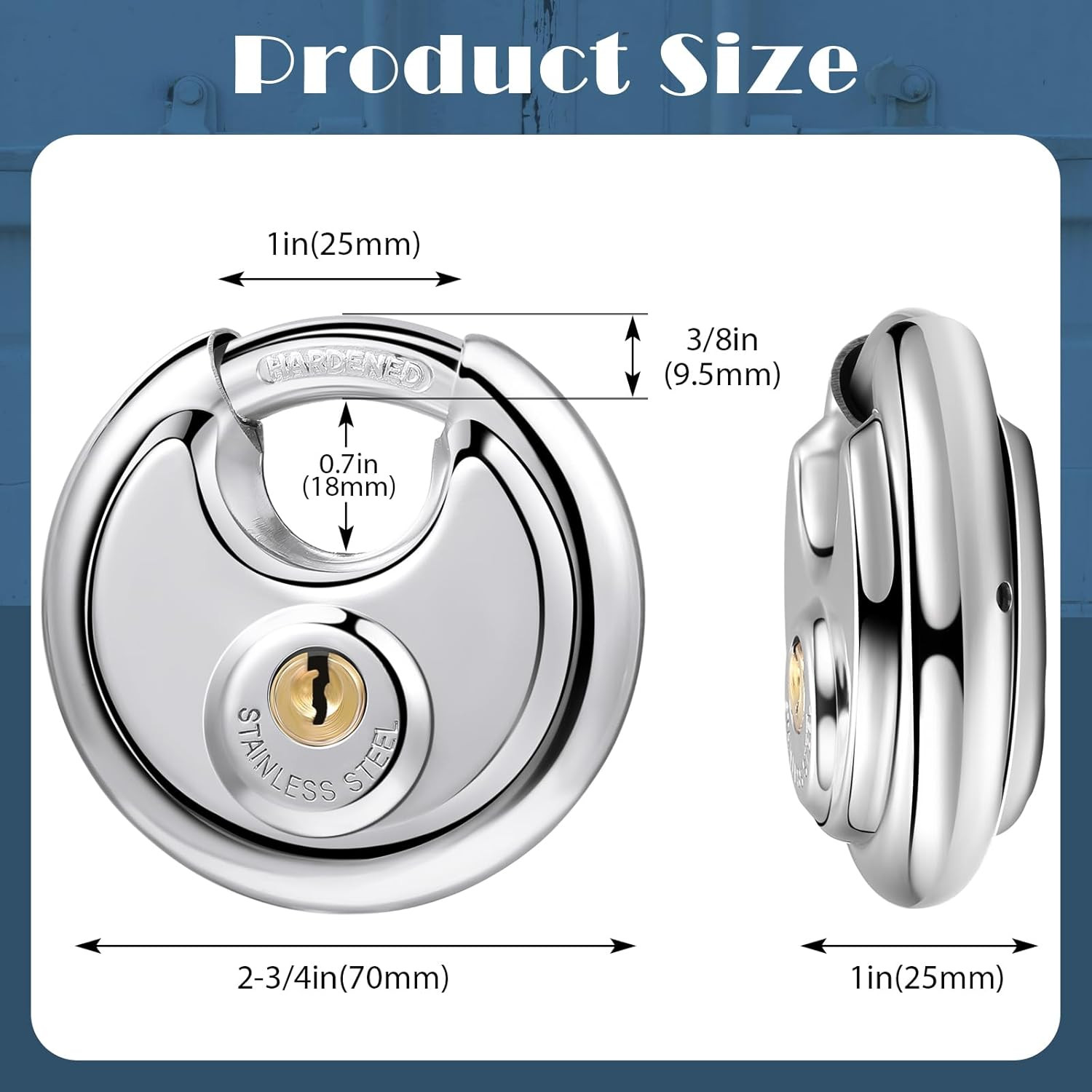60 Pack Padlocks Alike Keyed, Stainless Steel Pad Locks with Same Key Disc 2-3/4