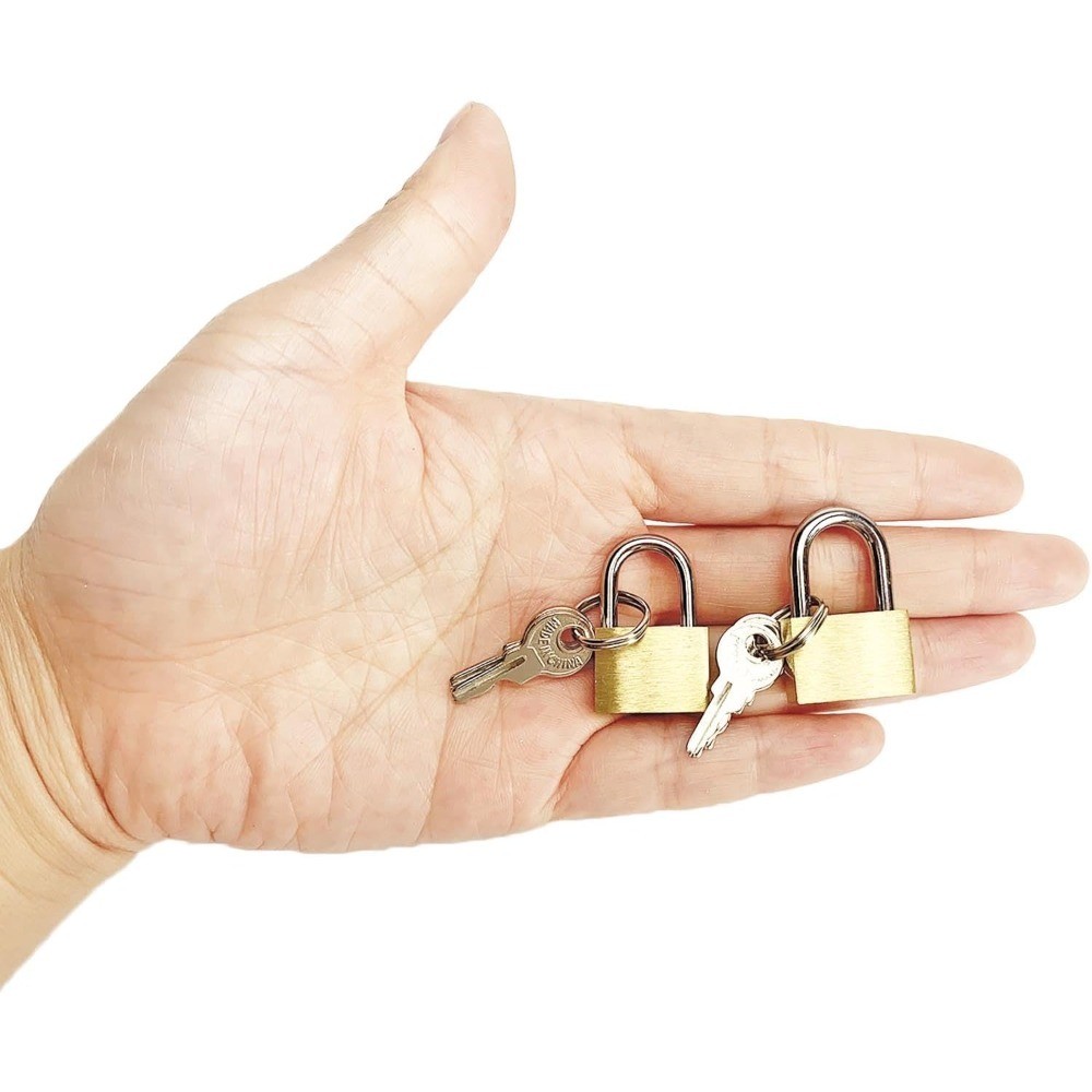 2 Pieces Small Solid Brass Padlocks with Keys 20mm and 25mm Mini Keyed Lock for