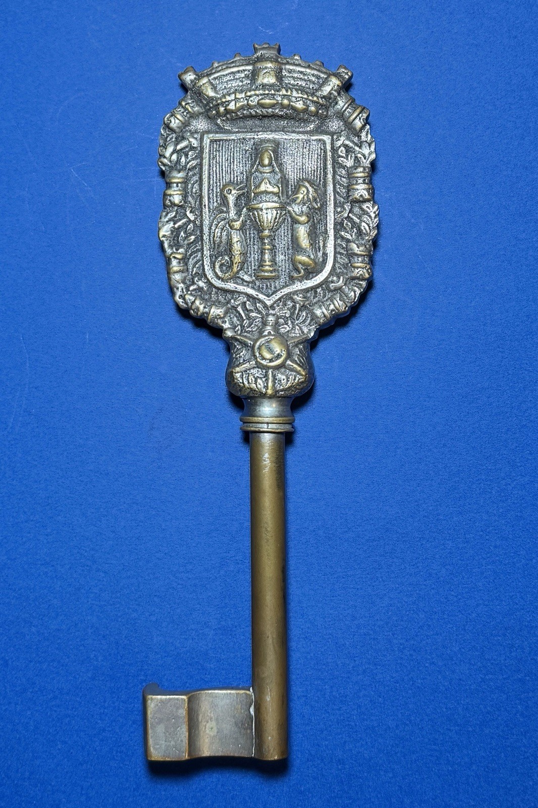 19th Century Ceremonial Key Crest of Coimbra Hollow Barrel Single Bit Key