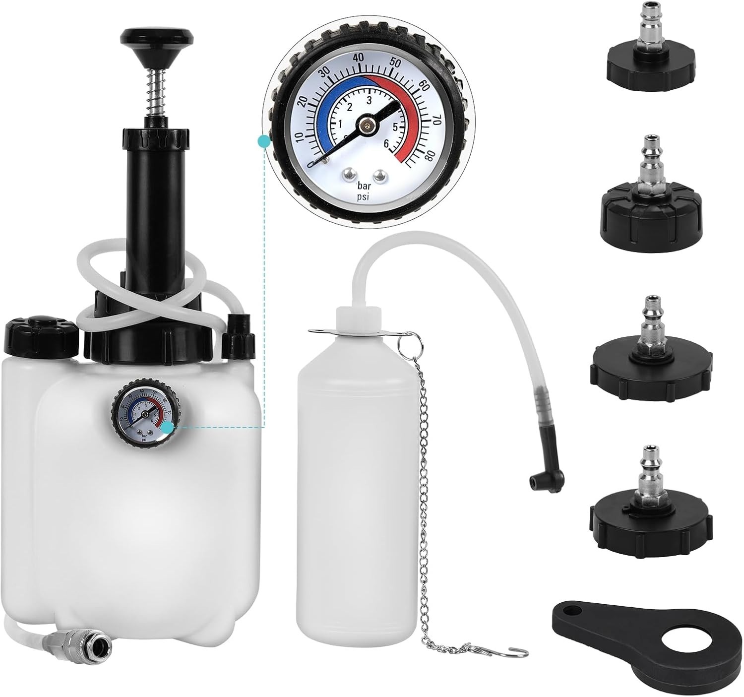 3L Upgraded Brake Bleeder Kit with 4 Master Cylinder Adapters and 1L for Car