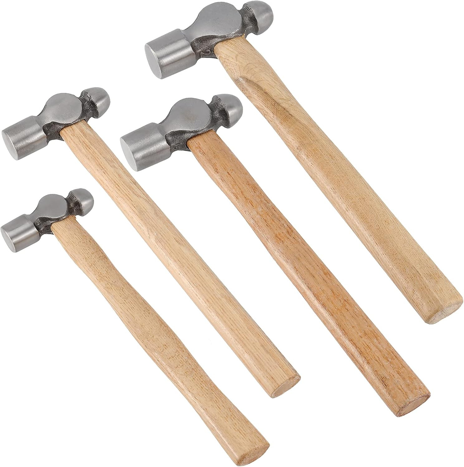 4 PCS Ball Peen Hammer, 8 OZ,16 OZ, 24 OZ, 32 OZ Ball Peen Hammer Set with Woode