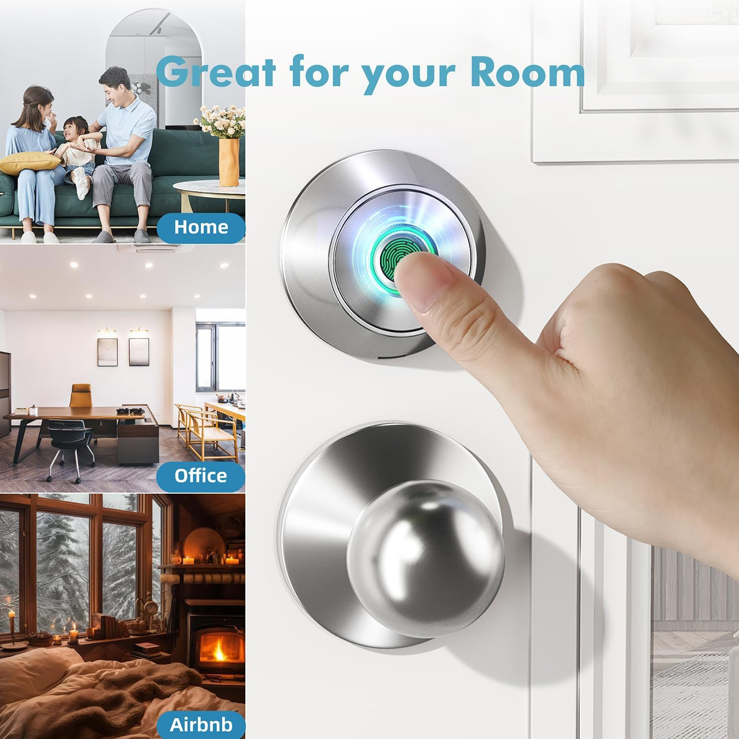 Fingerprint Keyless Entry Door Lock – Smart Deadbolt with App Control, Silver