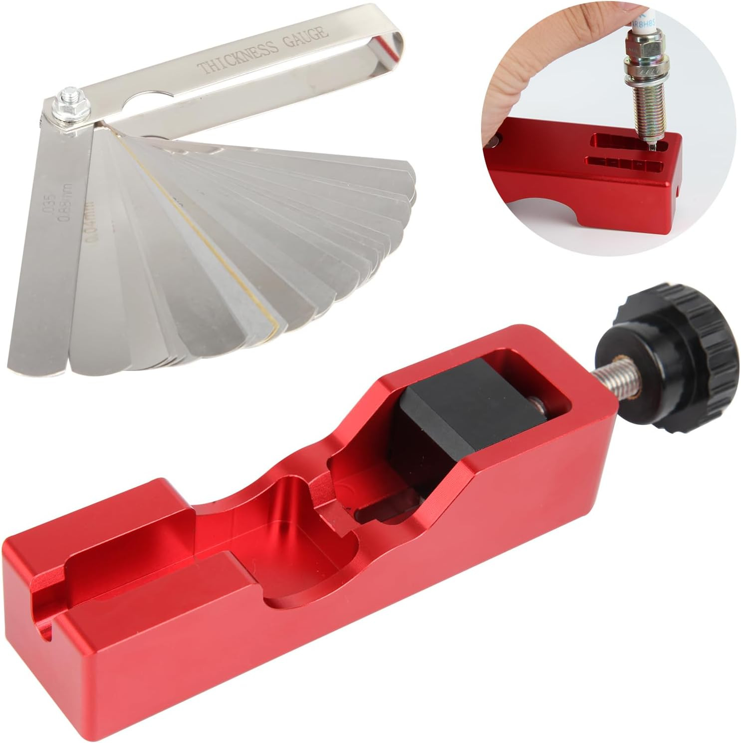 Spark Plug Gap Tool, Spark Plug Gapping Tool with 32 Blade Steel Feeler Gauge, U