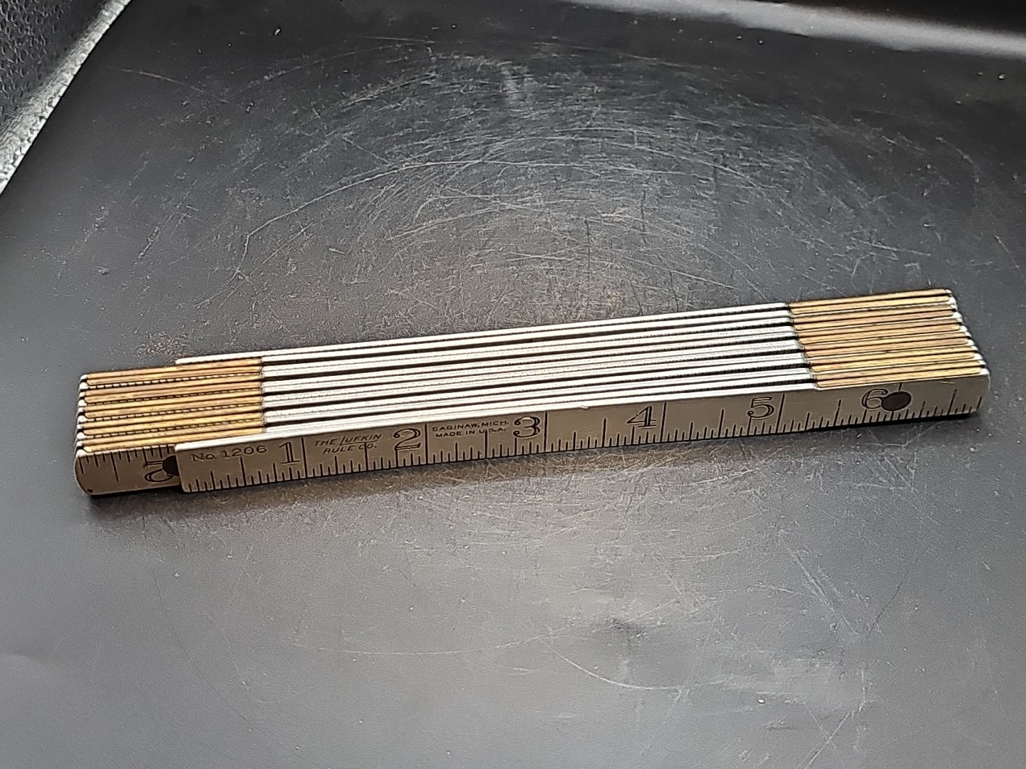 Vtg The Lufkin Rule Co No 1206 Metal Folding Ruler Yard Stick Saginaw MI USA 72”