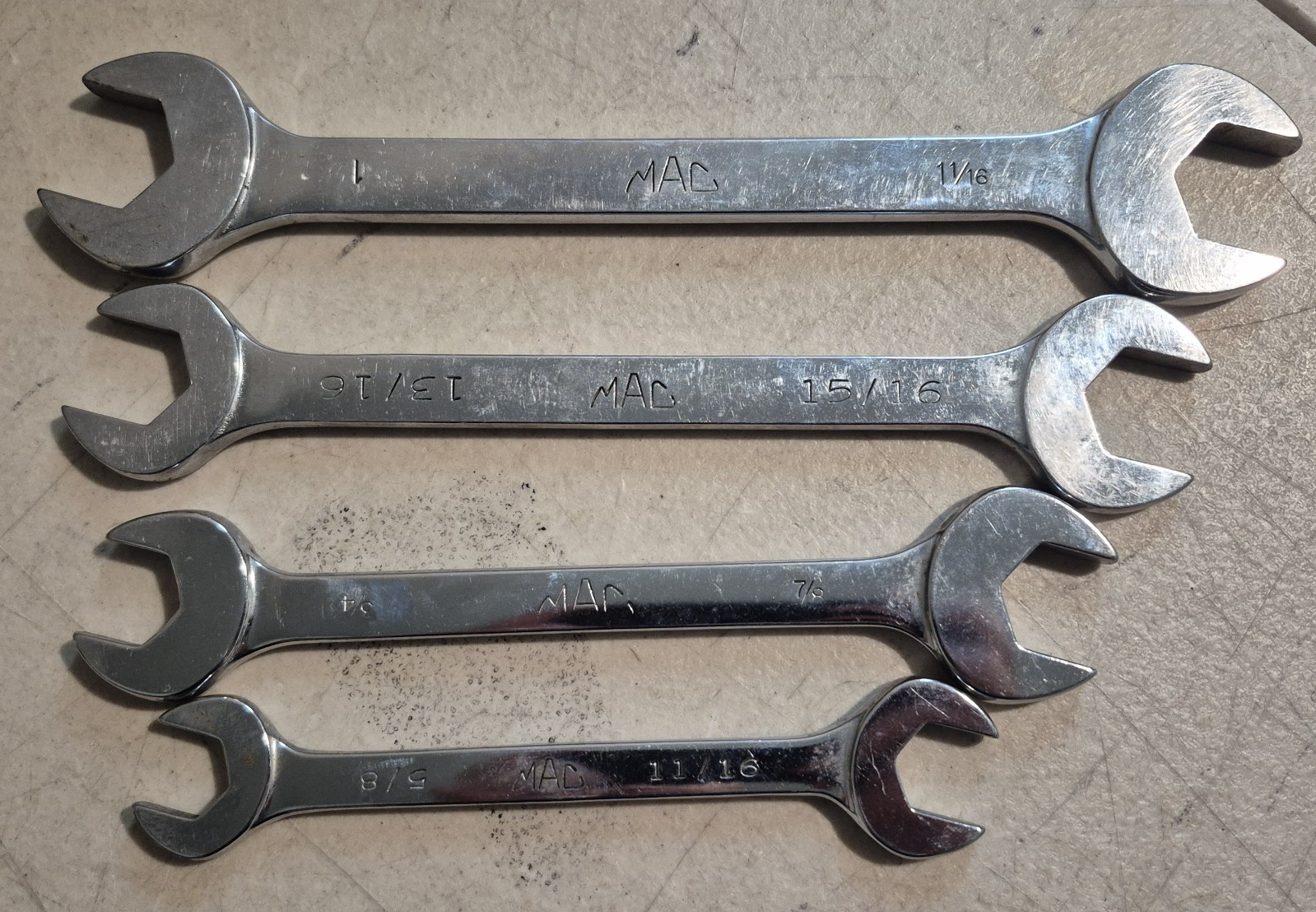 Mac Tools 4 Pc DR Open End Wrench Set DR2022-DR3234 5/8″ – 1 1/16″ USA
