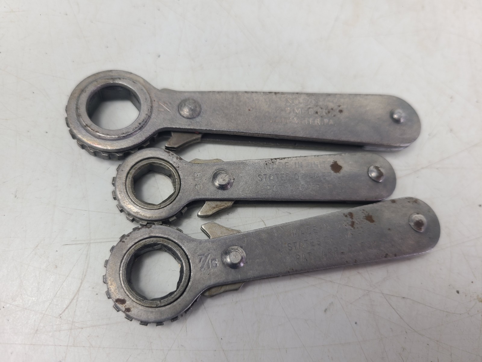 Vintage K-D Tools Mini Ratchet Wrench 6 Point Set Of 3 (No. 21-23)