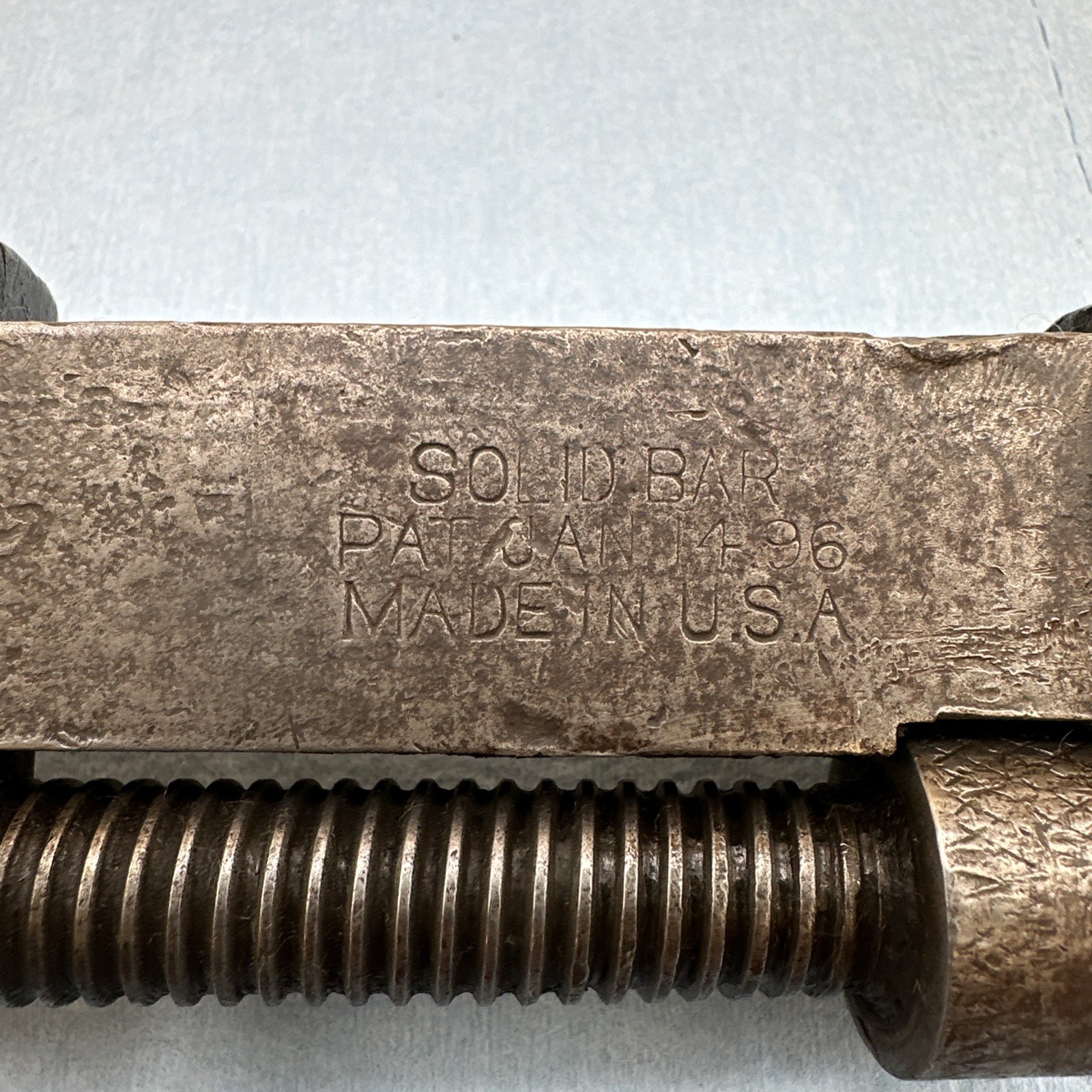 Antique P. S. & W. Co. 12” Solid Bar Pipe Wrench Pat. Jan. 14, 1896 Made In USA