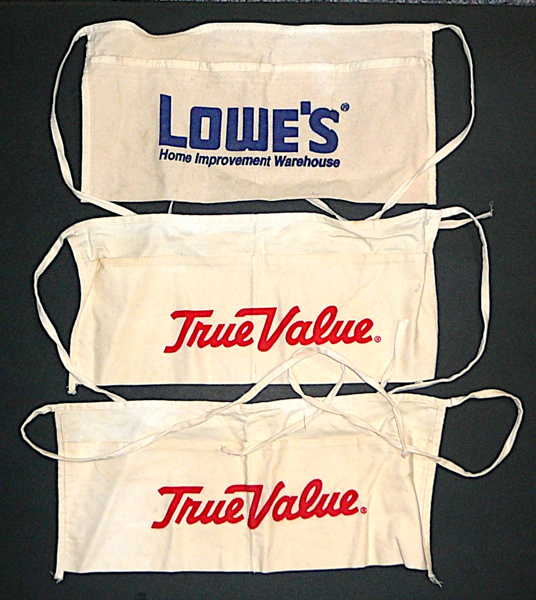 2, True Value, Lowe’s (1) Waist Aprons Heavy Duty 8½”x17″ Nail Pockets, Unused