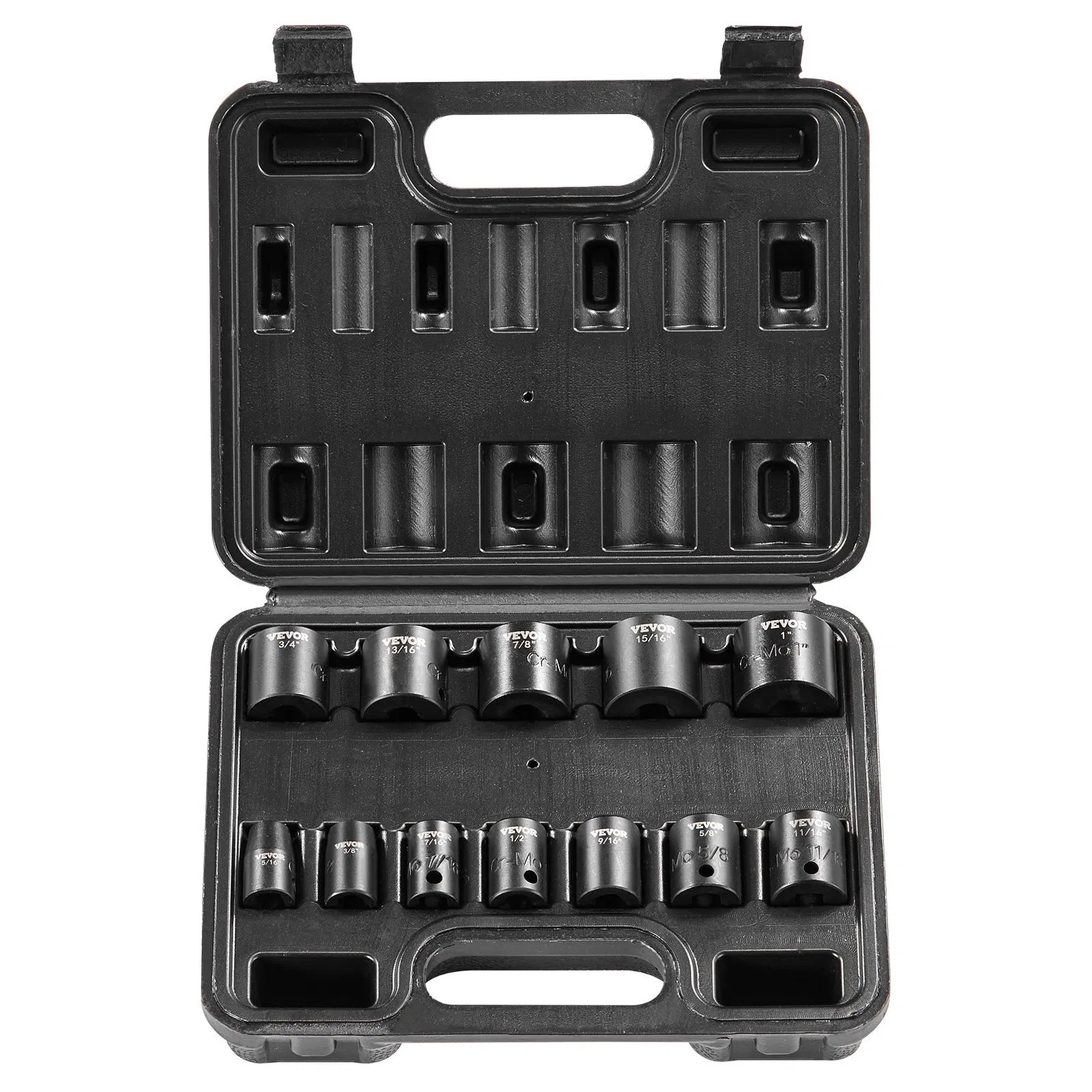 3/8″ Drive Impact Socket Set, 12 Piece Shallow Socket Set SAE 5/16″-1″, 6 Point