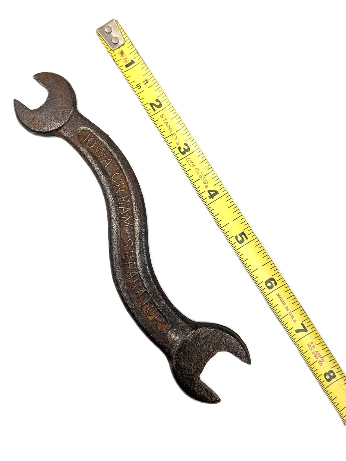 Antique Iowa Cream Separator Wrench/Tool Big A Line 7 in. Open End 1/2 & 3/4 in.
