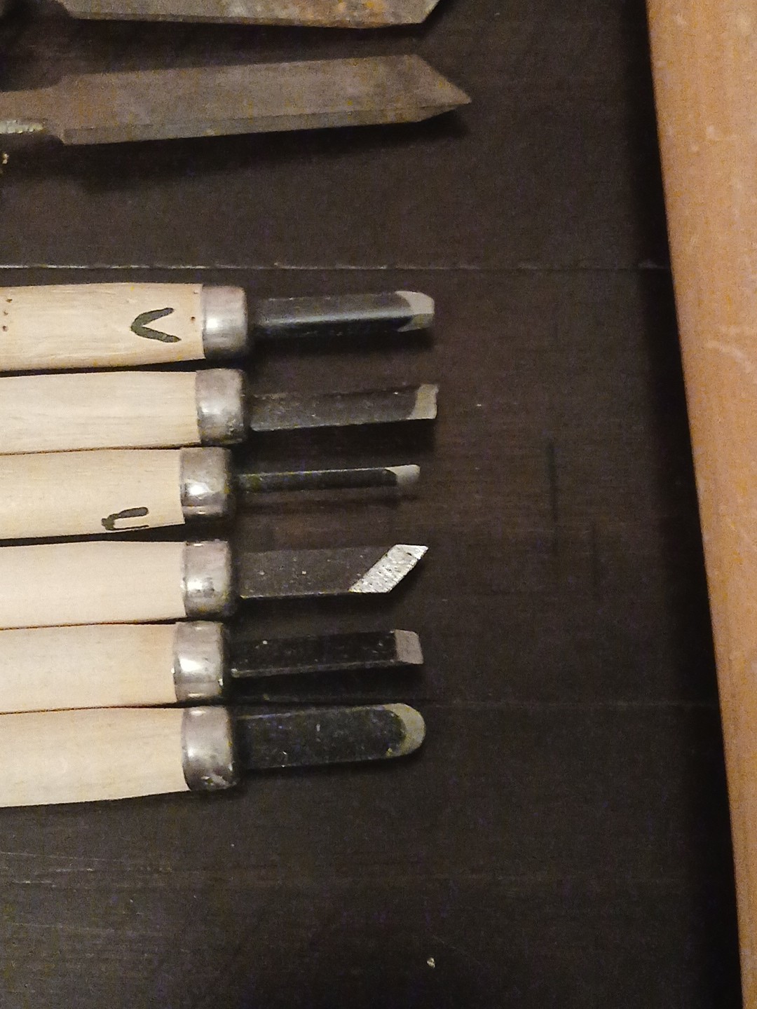 VTG Lot Of Lathe Woodworking Chisels And Tools. 3 Sets Of Large, Medium & Small