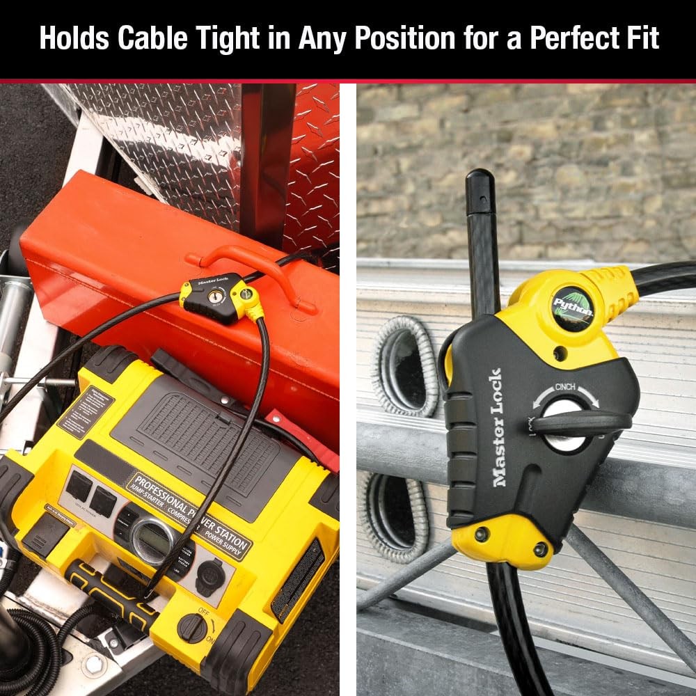 Master Lock Black and Yellow Python 6′ x 3/8″ diameter,
