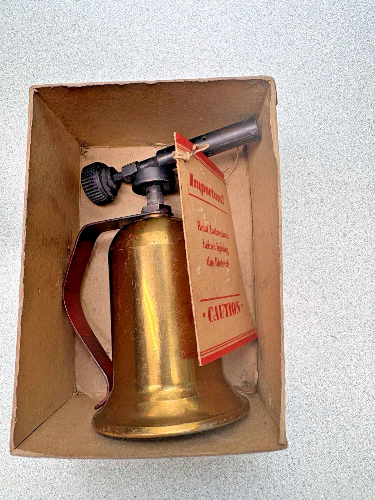 Vintage 1940’s/50’s Lenk Mfg Co Mini Brass Gasoline Blow Torch NOS mint w/ BOX