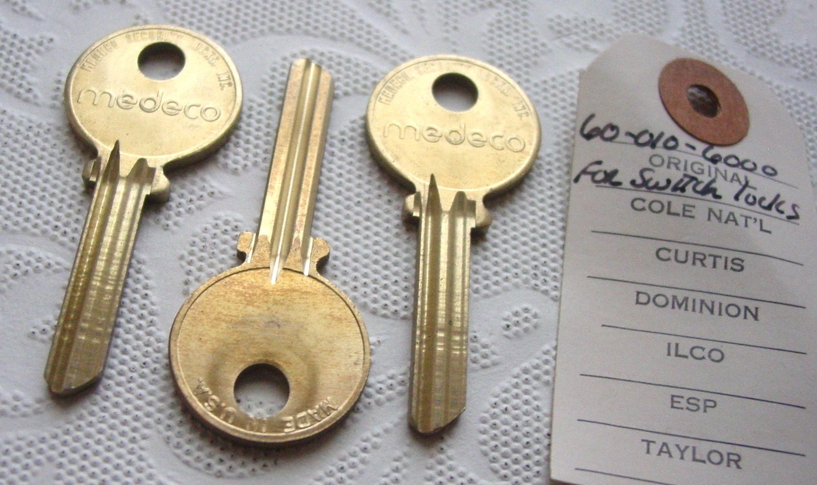 6 Medeco Security Switch Locks 60-010-6000 Key Blanks Locksmith Logo Lot USA NOS
