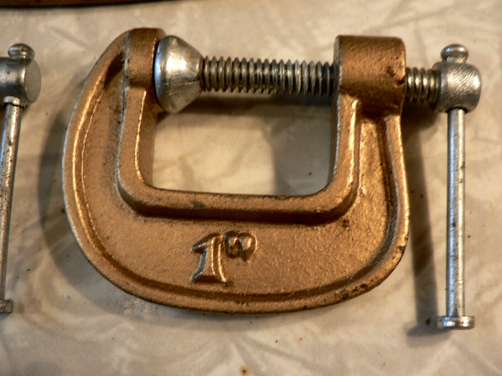 Lot of 6 Vintage Adjustable C Clamps 1 in. to 2-1/2 in. Gold Paint Made in Japan