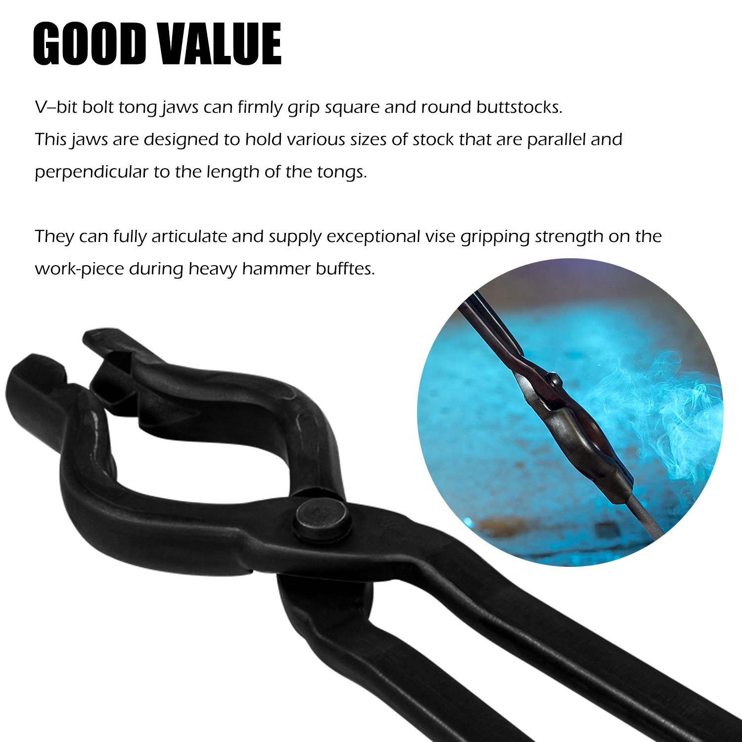 17″ Better Forge Tongs Knife Making V-Bit Bolt Blacksmith Tongs Wolf Jaw Tongs