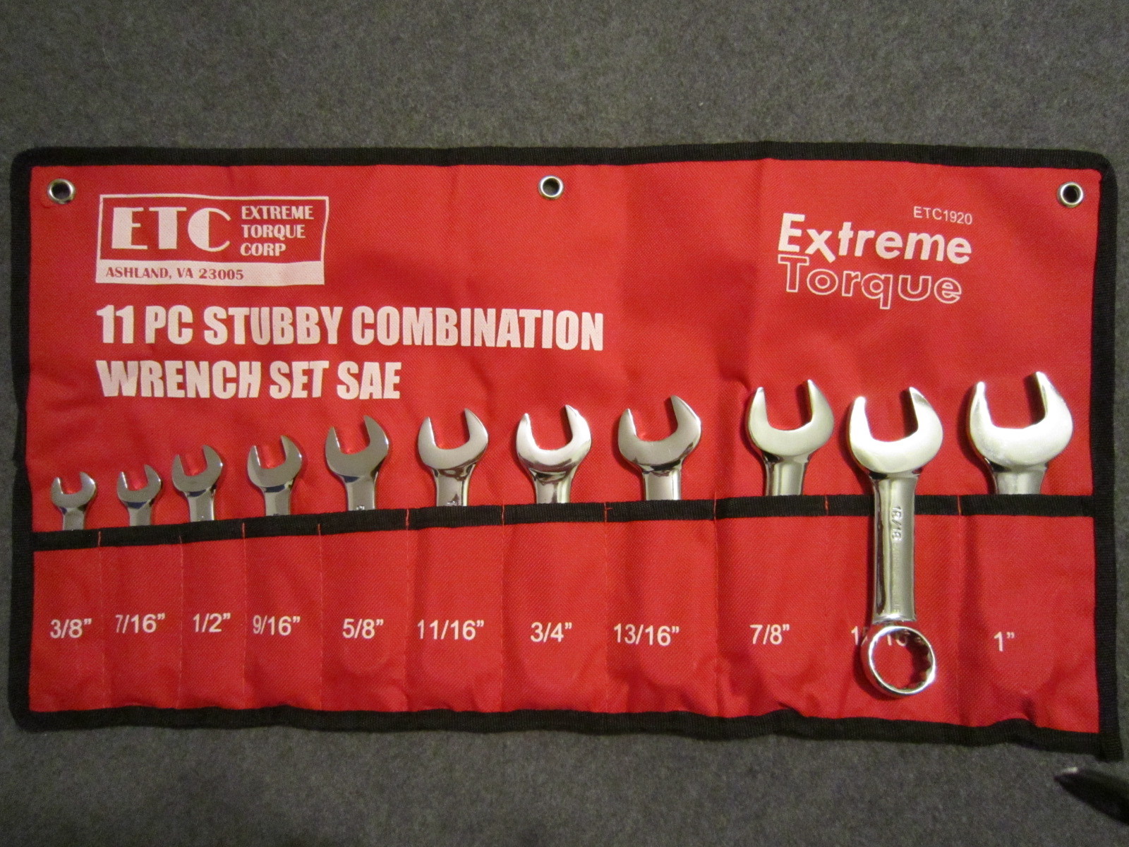Extreme Torque 11 pc SAE Stubby Midget Combination Wrench Set 3/8″ to 1″ ETC