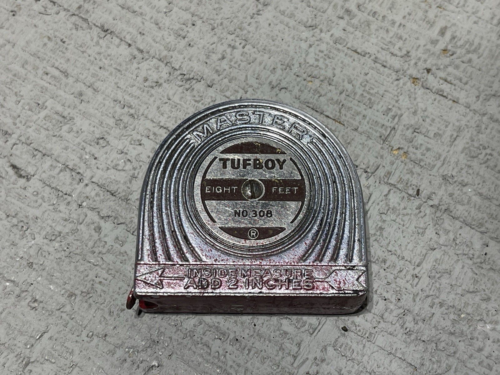 TUFBOY NO 308 Tape Measure MCM Vintage Tool Master Rule NY 8ft