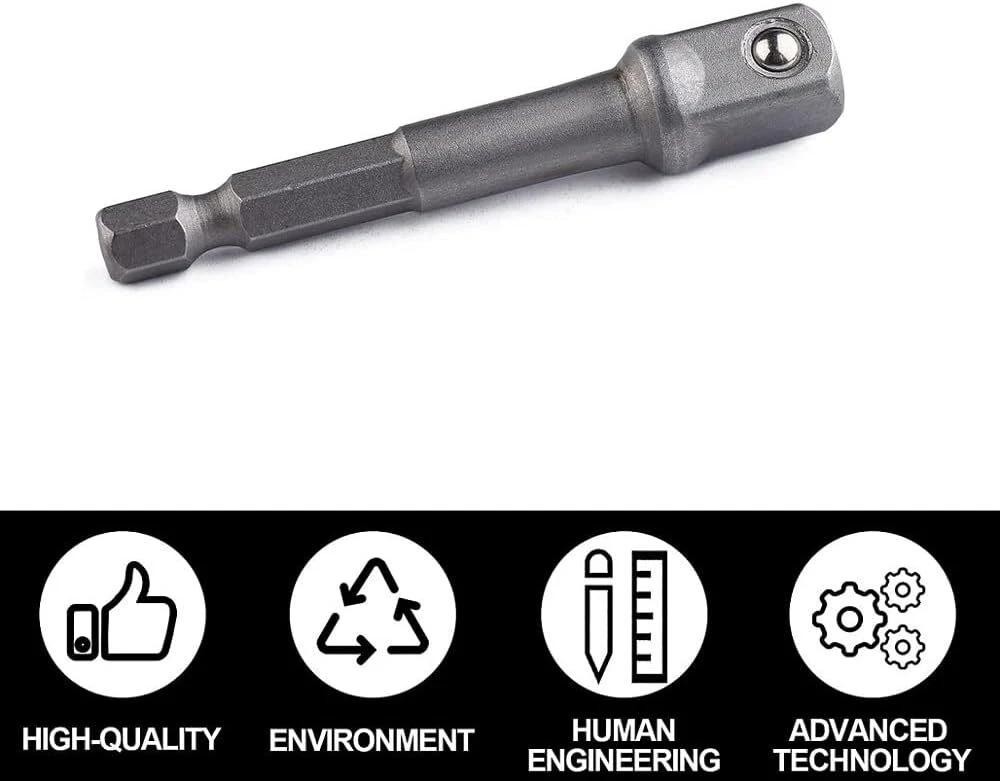 5 Pieces Impact Adapter Square Socket Adapter, 1/4" Hex Shank to 3/8"