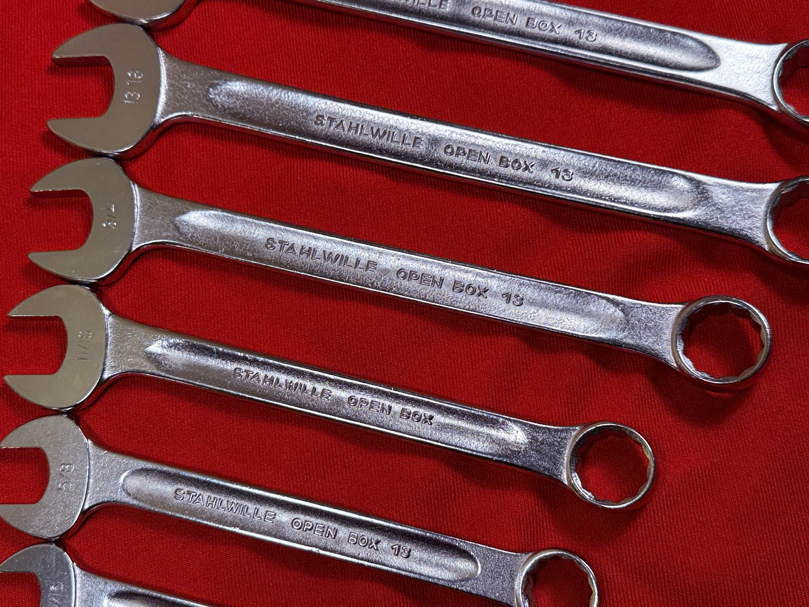 NOS Vintage Stahlwille SAE Open Box 13 series 8 pc Combination Wrench Set