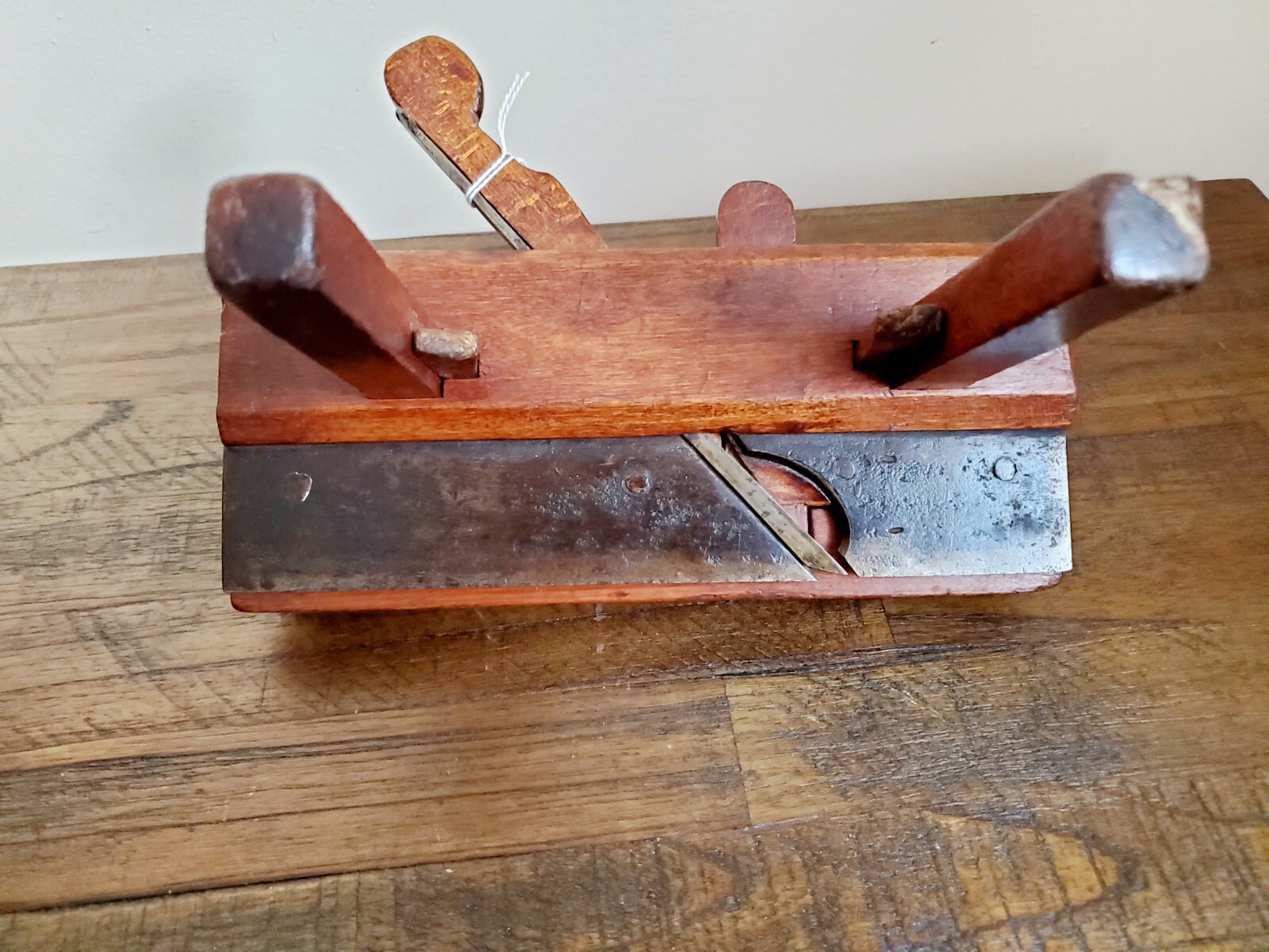 Very Rare 18th Century Early American Tongue Arm Plane Hammered Rose Head Nails