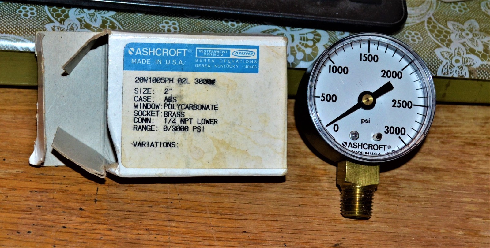 MIB NOS Ashcroft Pressure Gauge Steampunk 20W1005PH 02L 3000# 2” ¼ NPT