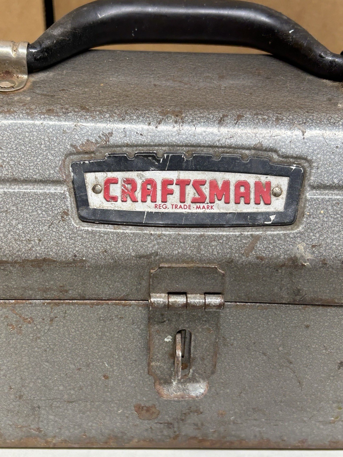 Vintage Craftsman 6516 Crown Logo Tombstone Metal Tool Box w/ Tray USA