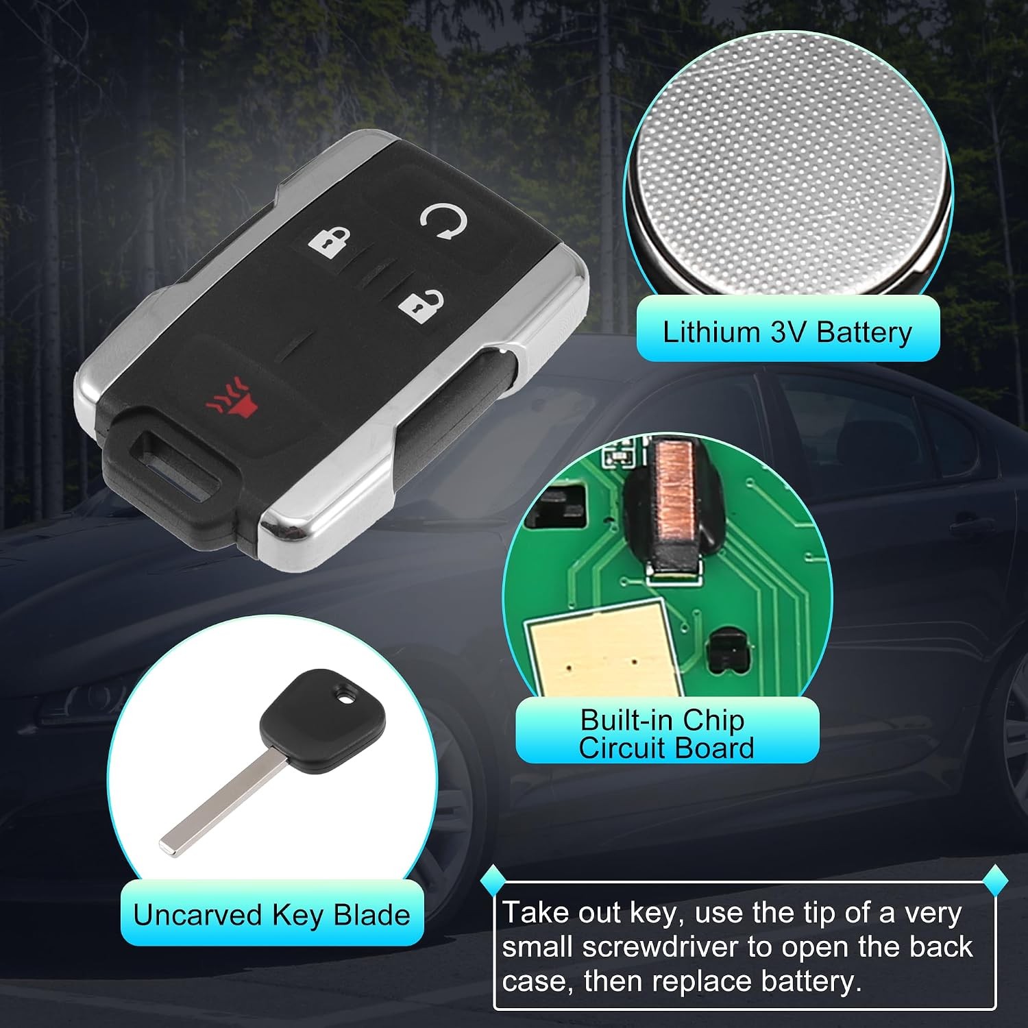 X AUTOHAUX M3N-32337100 315MHz Keyless Entry Remote Ignition Transponder Key Fob