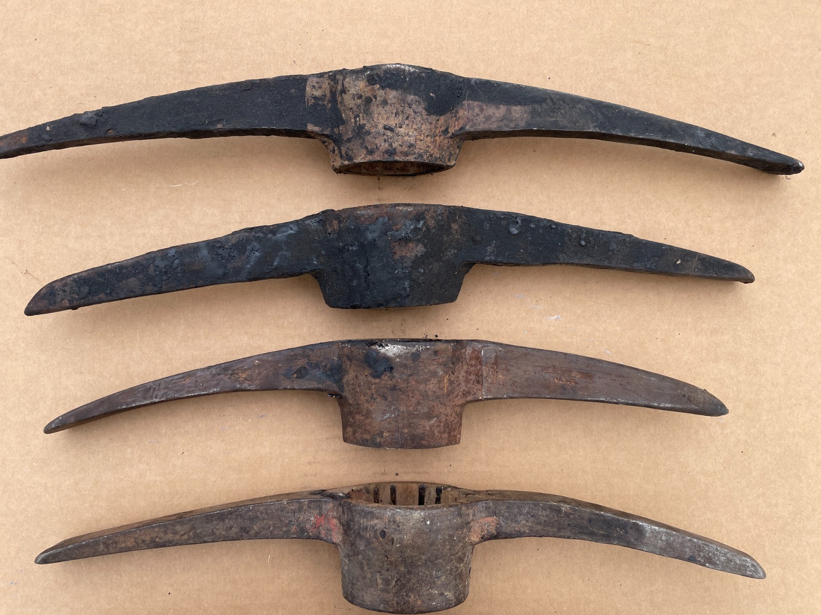 Vintage Lot of (6) PICKAXE HEADS Forged Steel Tools 14-23″ Salvaged