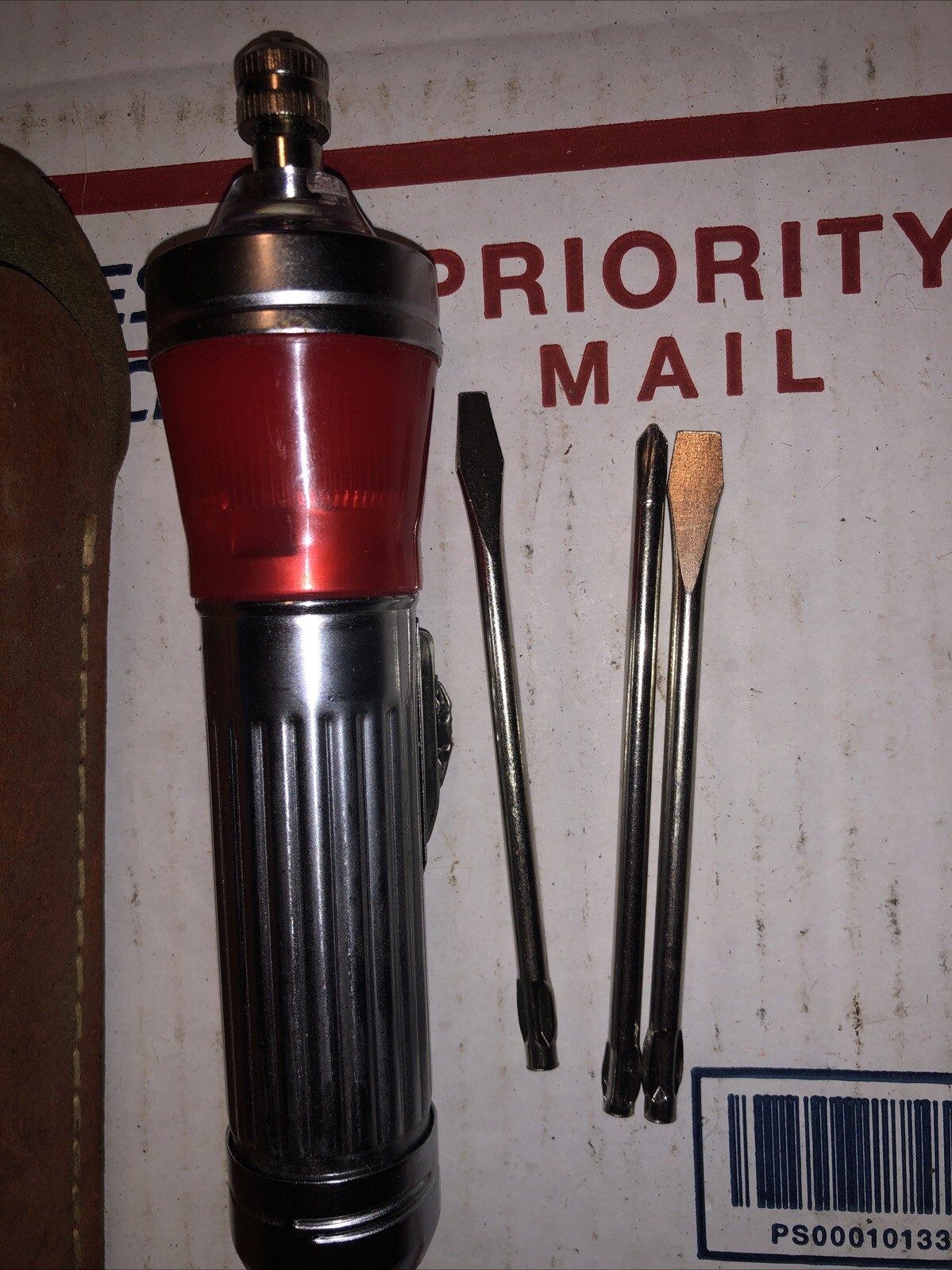 Vintage WT Flashlight Screwdriver Mint Unused Leather Case Chrome Made Hong Kong