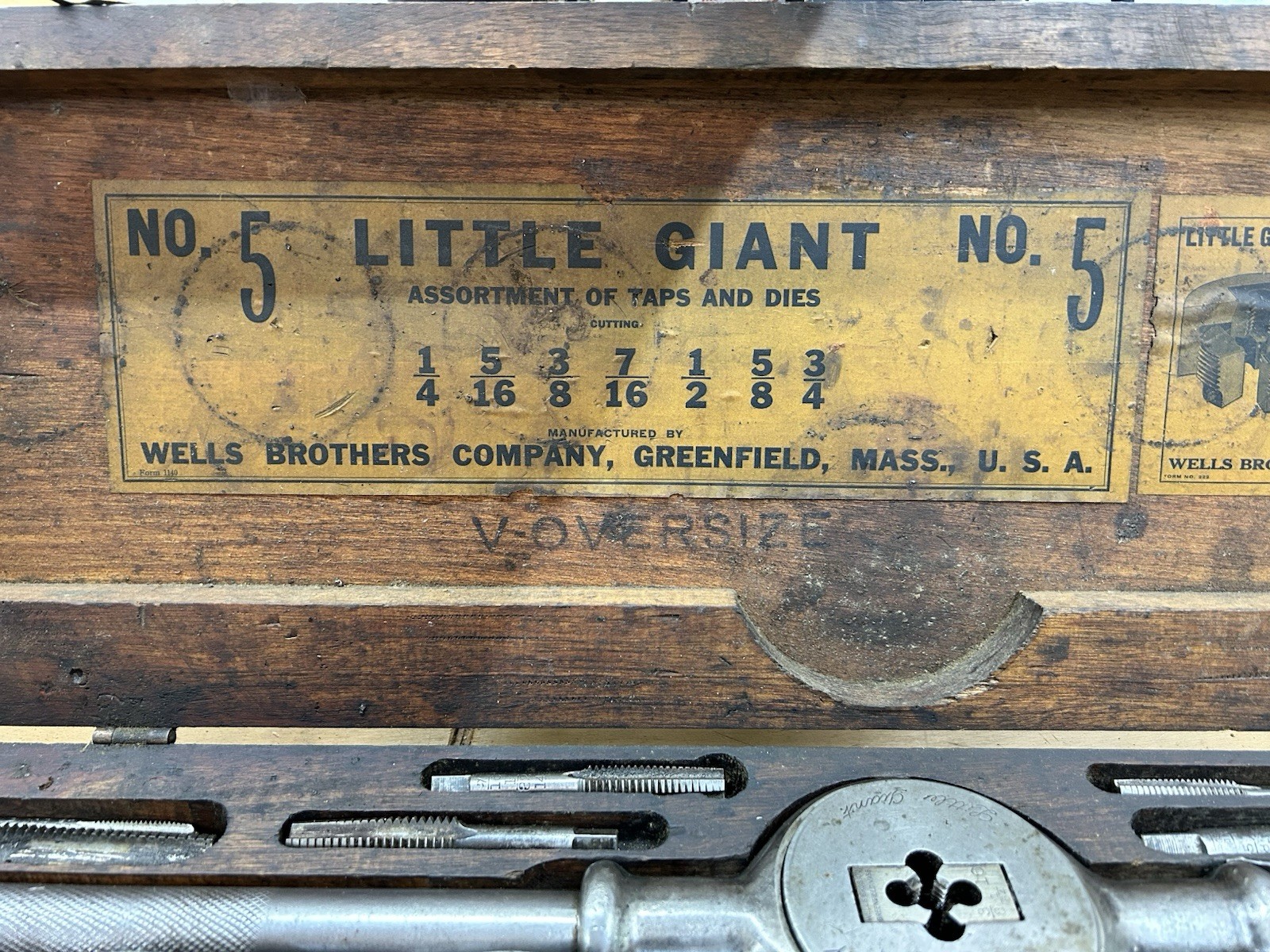 Vintage Wells Brothers Little Giant No. 5 Complete Tap & Die Set Greenfield, MA