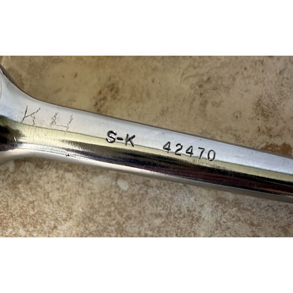 S-K Tools Chrome 1/2″ Dr Ratchet # 42470 USA 10″Long Knurled Handle