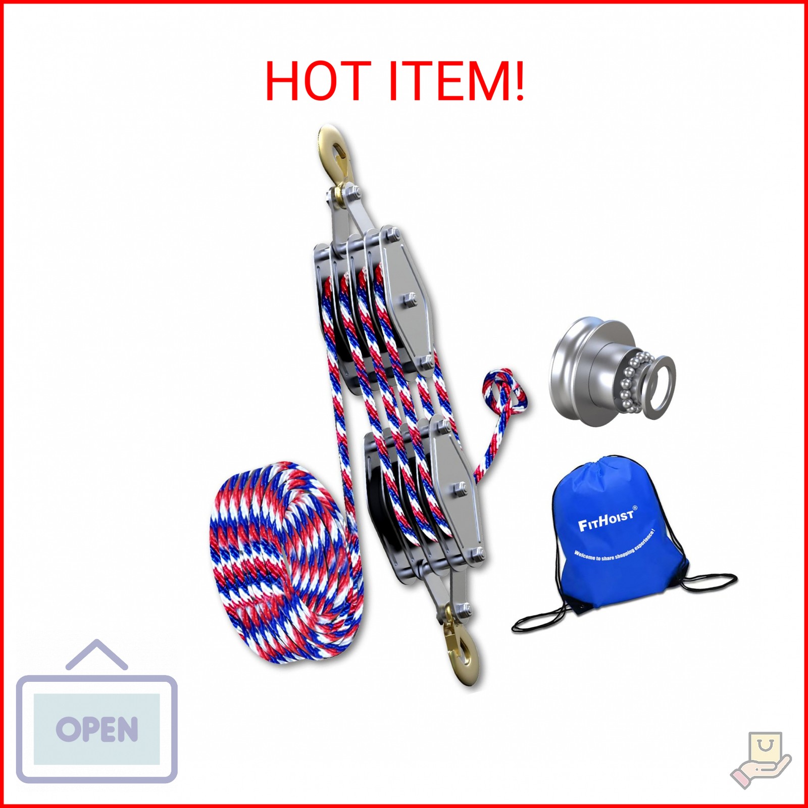 FITHOIST Colorful Block and Tackle 2200 lbs, 4400 LBS Breaking Strength Heavy Du